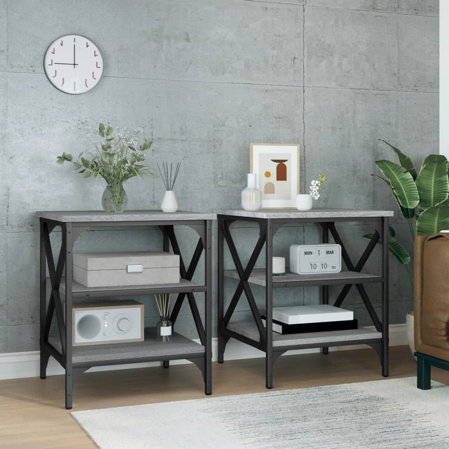 Bijzettafels 2 St 40X42X50 Cm Bewerkt Hout Grijs Sonoma Eiken