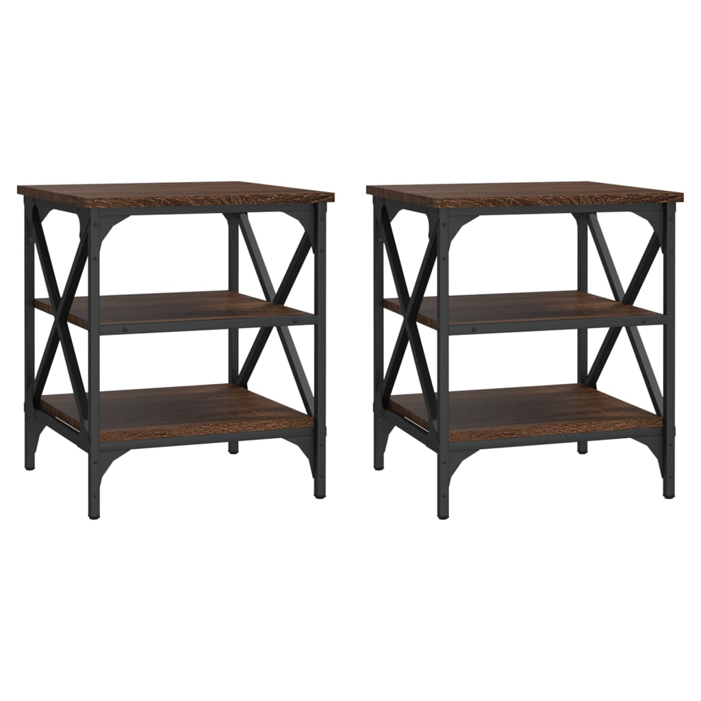 Bijzettafels 2 St 40X42X50 Cm Bewerkt Hout Bruin Eikenkleur
