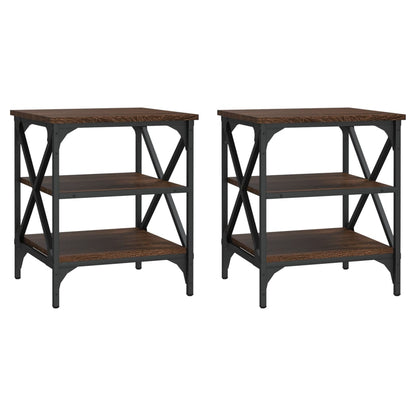 Bijzettafels 2 St 40X42X50 Cm Bewerkt Hout Bruin Eikenkleur