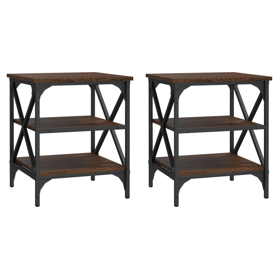 Bijzettafels 2 St 40X42X50 Cm Bewerkt Hout Bruin Eikenkleur