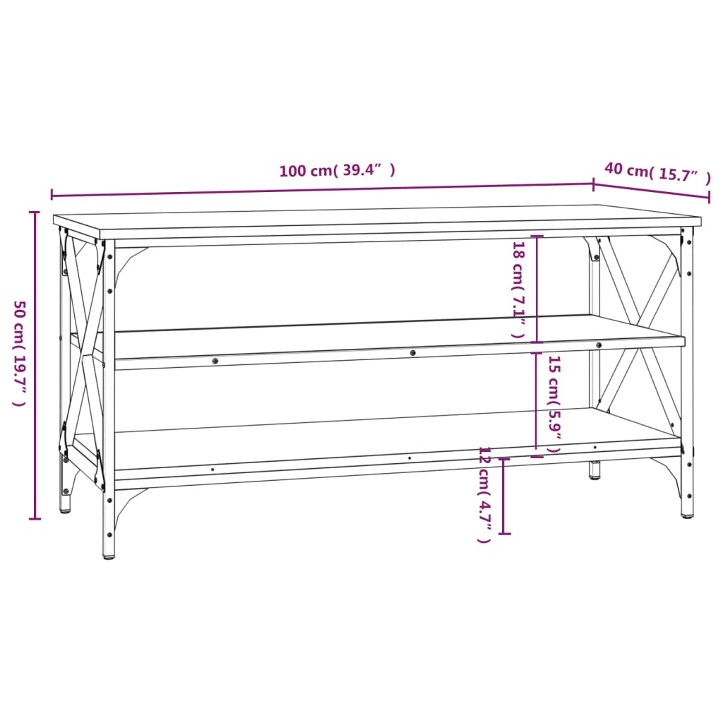 Tv-Meubel 100X40X50 Cm Bewerkt Hout Gerookt Eikenkleurig
