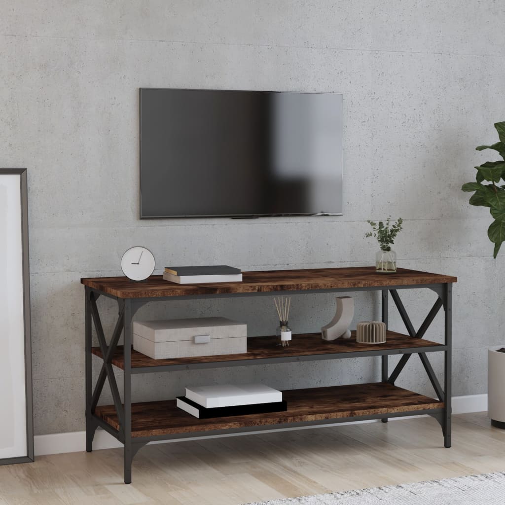Tv-Meubel 100X40X50 Cm Bewerkt Hout Gerookt Eikenkleurig