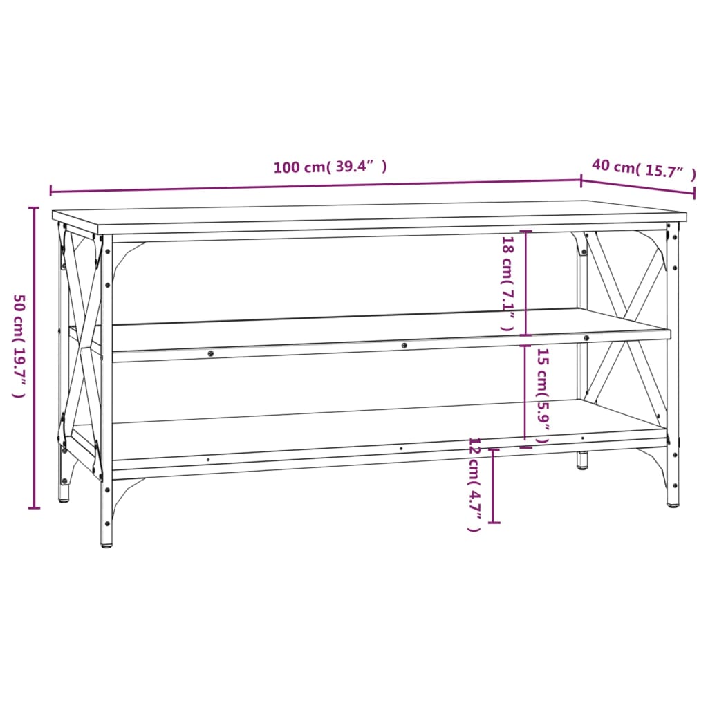 Tv-Meubel 100X40X50 Cm Bewerkt Hout Bruin Eikenkleur