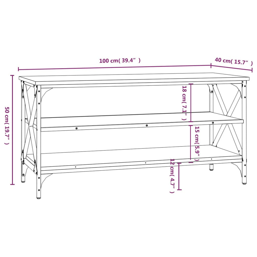 Tv-Meubel 100X40X50 Cm Bewerkt Hout Bruin Eikenkleur