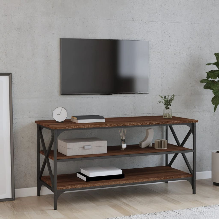 Tv-Meubel 100X40X50 Cm Bewerkt Hout Bruin Eikenkleur