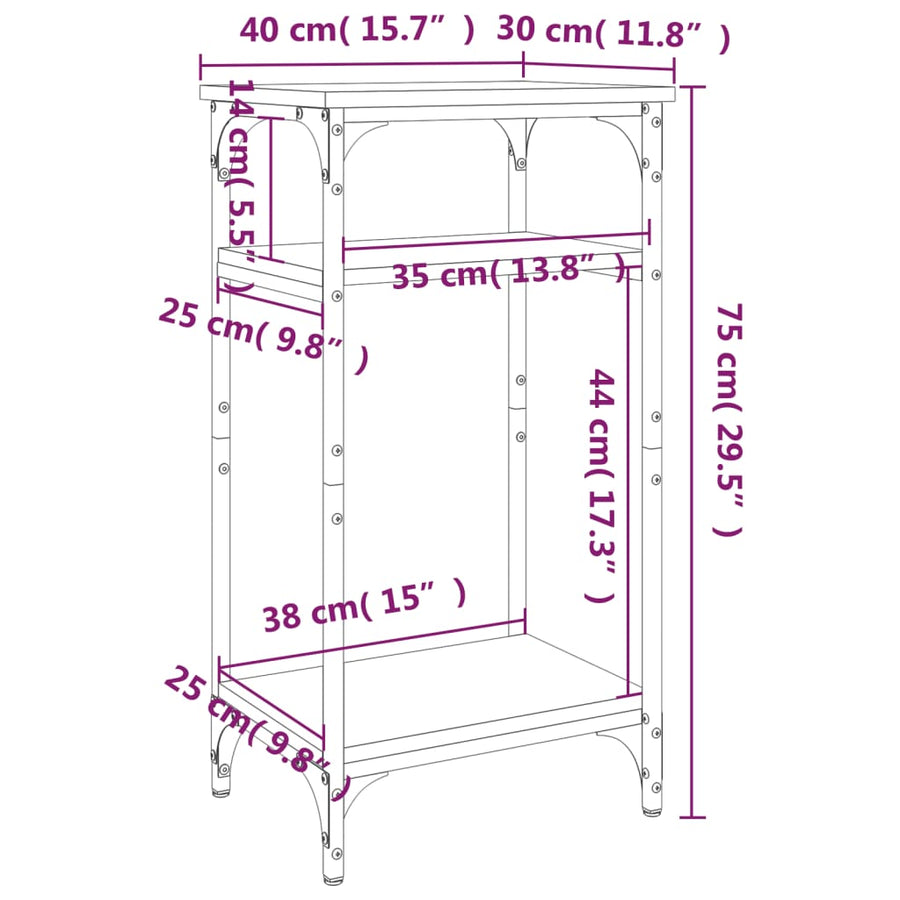 Bijzettafel 40X30X75 Cm Bewerkt Hout Zwart