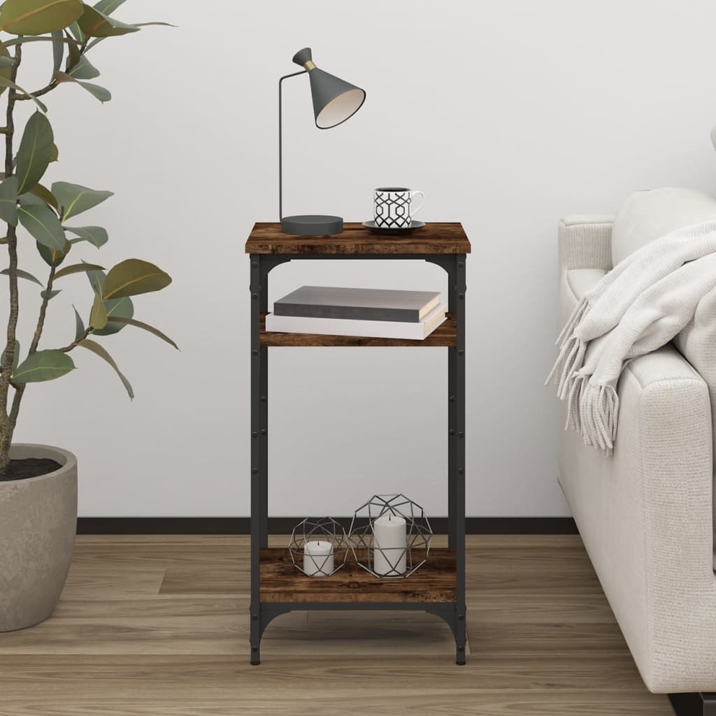 Bijzettafel 40X30X75 Cm Bewerkt Hout Gerookt Eikenkleurig