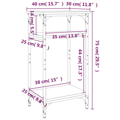 Bijzettafel 40X30X75 Cm Bewerkt Hout Gerookt Eikenkleurig