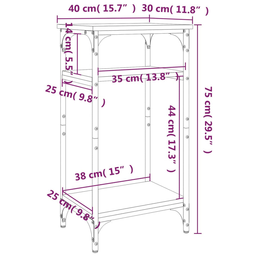 Bijzettafel 40X30X75 Cm Bewerkt Hout Grijs Sonoma Eikenkleurig