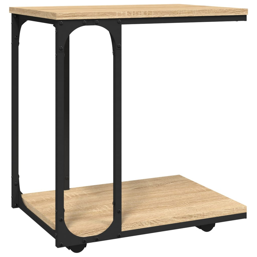 Bijzettafel Met Wieltjes 50X35X55,5 Cm Hout Sonoma Eikenkleurig