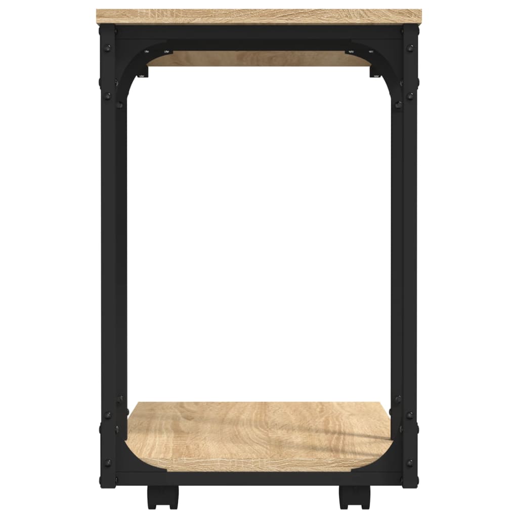 Bijzettafel Met Wieltjes 50X35X55,5 Cm Hout Sonoma Eikenkleurig