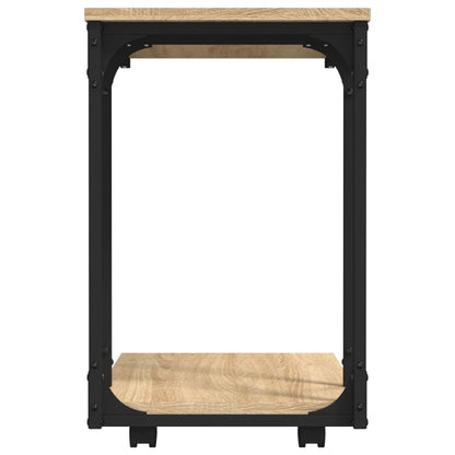 Bijzettafel Met Wieltjes 50X35X55,5 Cm Hout Sonoma Eikenkleurig