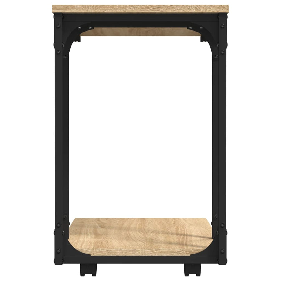 Bijzettafel Met Wieltjes 50X35X55,5 Cm Hout Sonoma Eikenkleurig