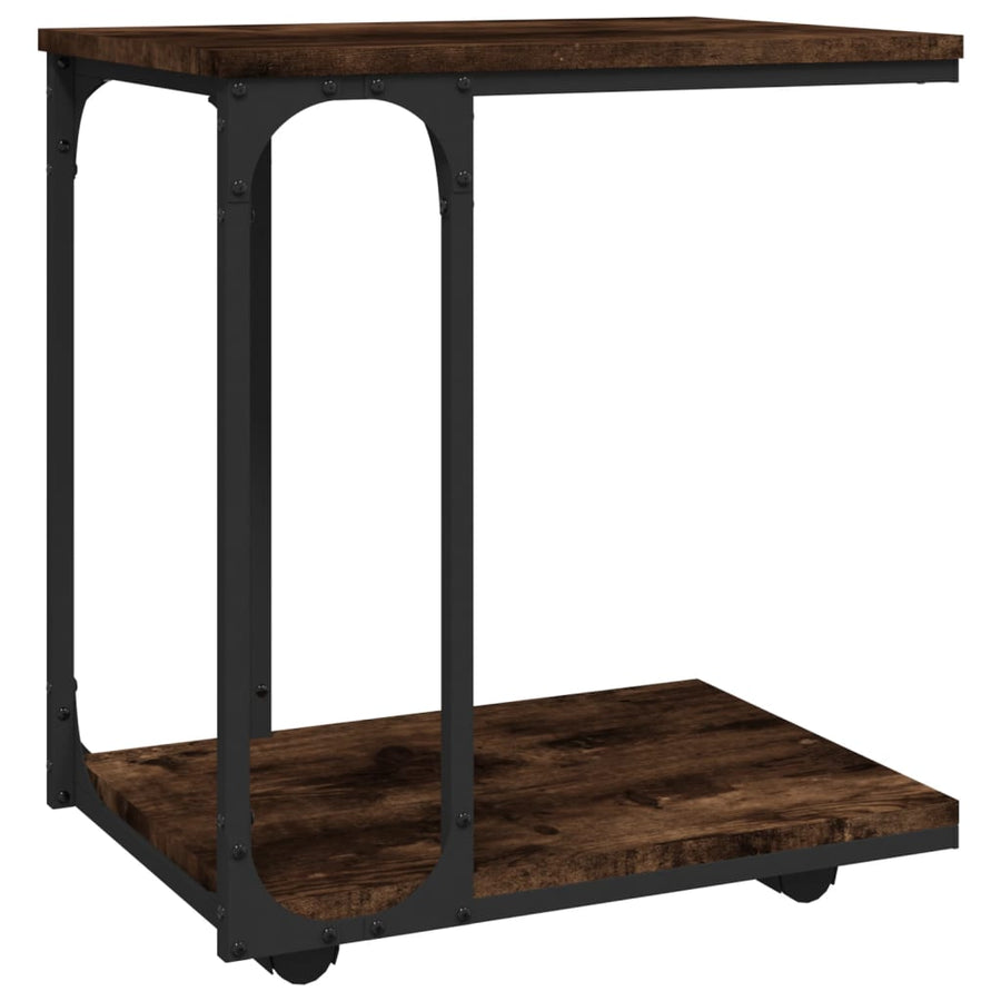 Bijzettafel Met Wieltjes 50X35X55,5 Cm Hout Gerookt Eikenkleur
