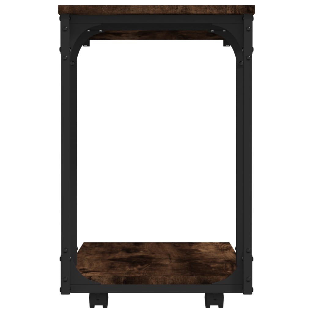 Bijzettafel Met Wieltjes 50X35X55,5 Cm Hout Gerookt Eikenkleur