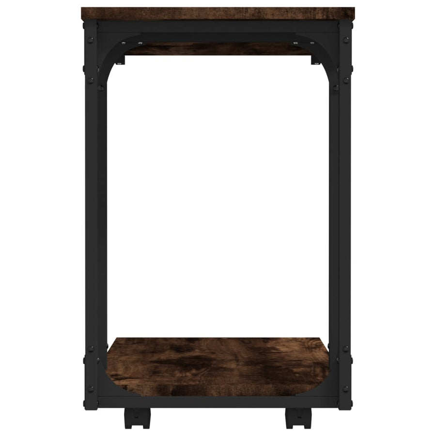 Bijzettafel Met Wieltjes 50X35X55,5 Cm Hout Gerookt Eikenkleur