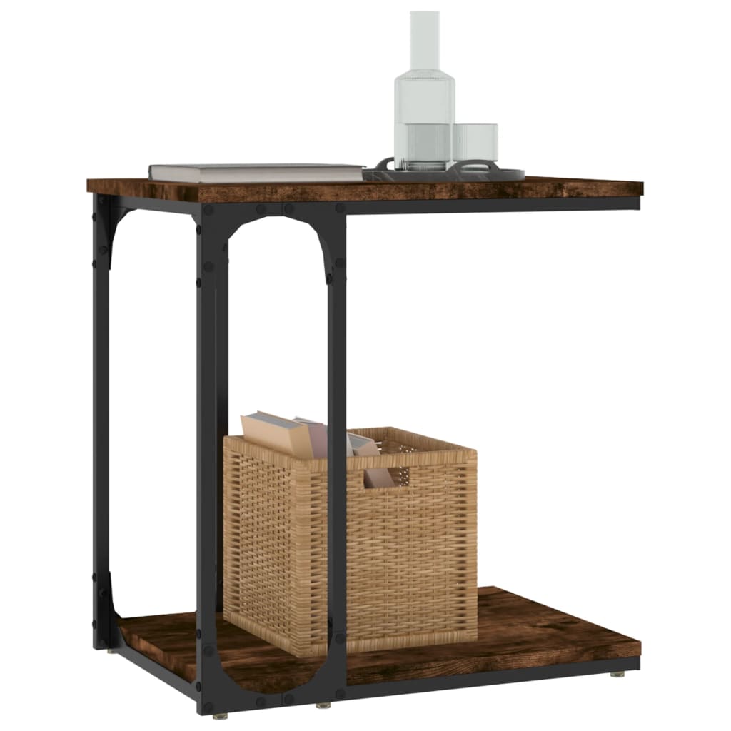 Bijzettafel Bewerkt Hout Kleurig 50 x 35 x 52 cm Gerookt eiken