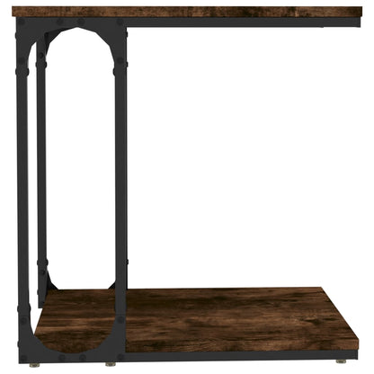 Bijzettafel Bewerkt Hout Kleurig 50 x 35 x 52 cm Gerookt eiken
