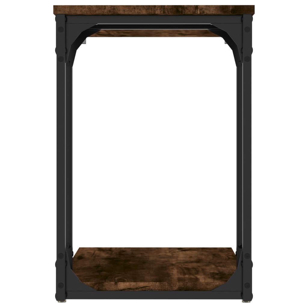 Bijzettafel Bewerkt Hout Kleurig 50 x 35 x 52 cm Gerookt eiken