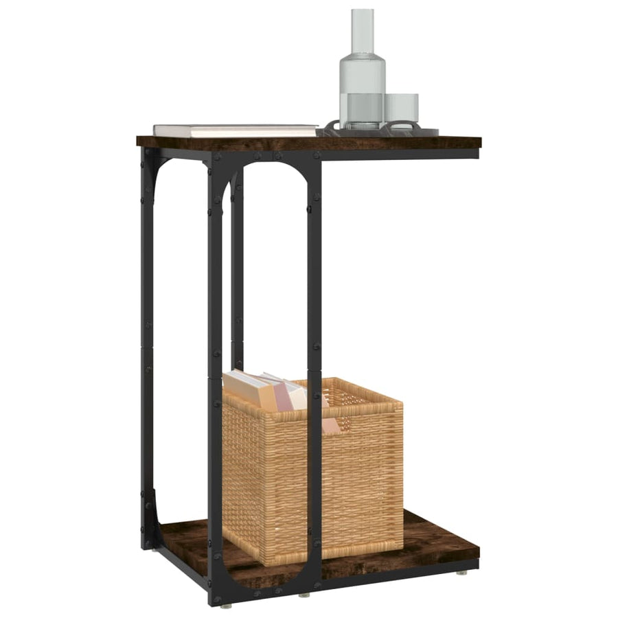 Bijzettafel 40X30X60 Cm Bewerkt Hout Gerookt Eikenkleurig