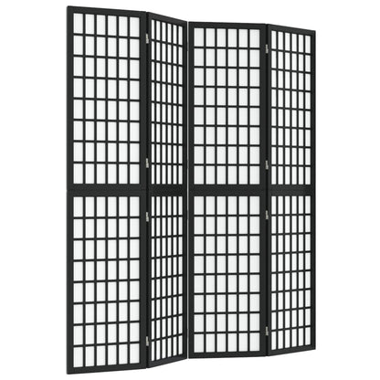 Kamerscherm Inklapbaar 4 Panelen Japanse Stijl 160 x 170 cm Zwart