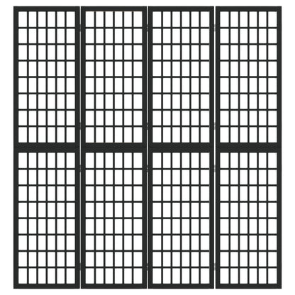 Kamerscherm Inklapbaar 4 Panelen Japanse Stijl 160 x 170 cm Zwart