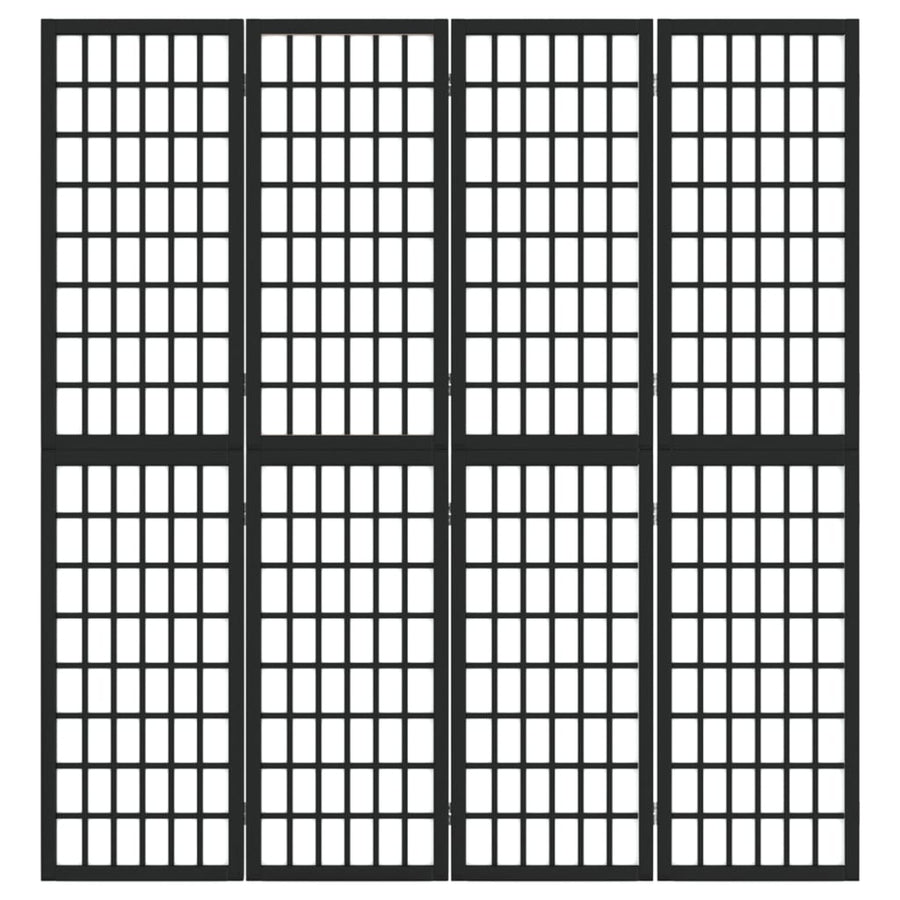 Kamerscherm Inklapbaar 4 Panelen Japanse Stijl 160 x 170 cm Zwart