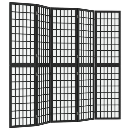 Kamerscherm Inklapbaar 5 Panelen Japanse Stijl 200X170 Cm Zwart