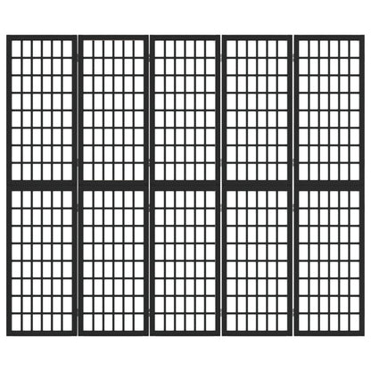 Kamerscherm Inklapbaar 5 Panelen Japanse Stijl 200X170 Cm Zwart