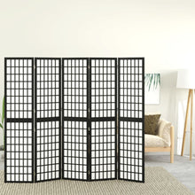 Kamerscherm Inklapbaar 5 Panelen Japanse Stijl 200X170 Cm Zwart