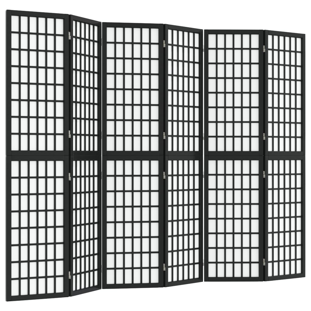 Kamerscherm Inklapbaar 6 Panelen Japanse Stijl 240X170 Cm Zwart