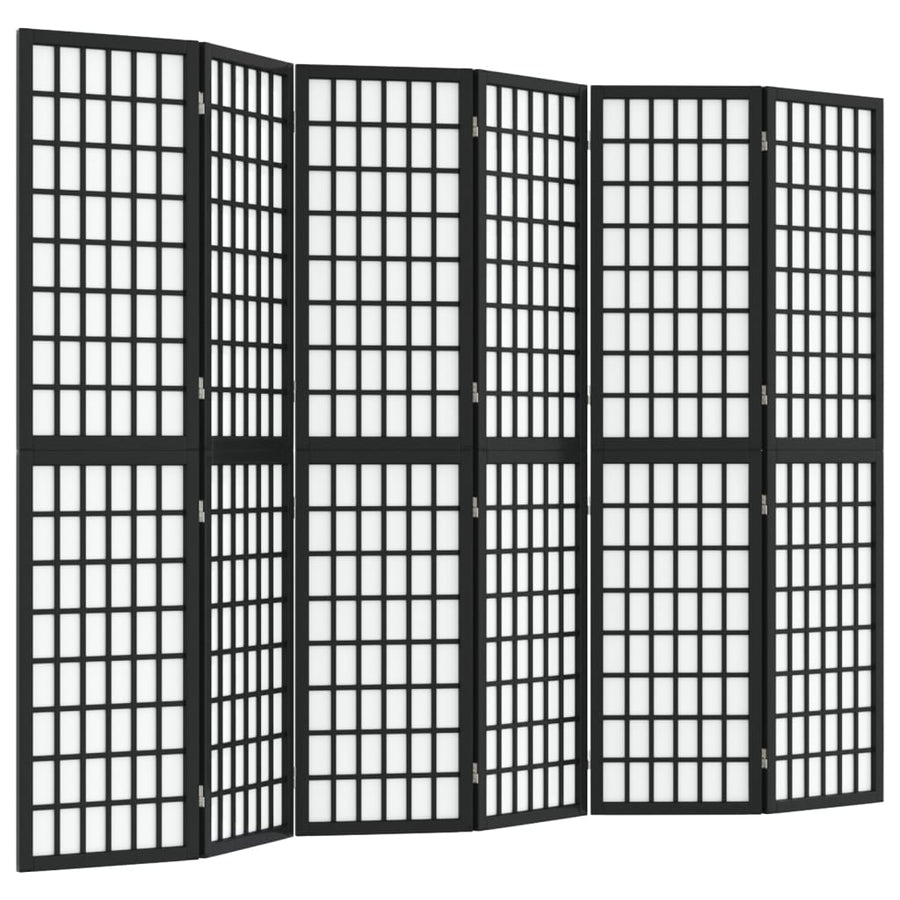 Kamerscherm Inklapbaar 6 Panelen Japanse Stijl 240X170 Cm Zwart