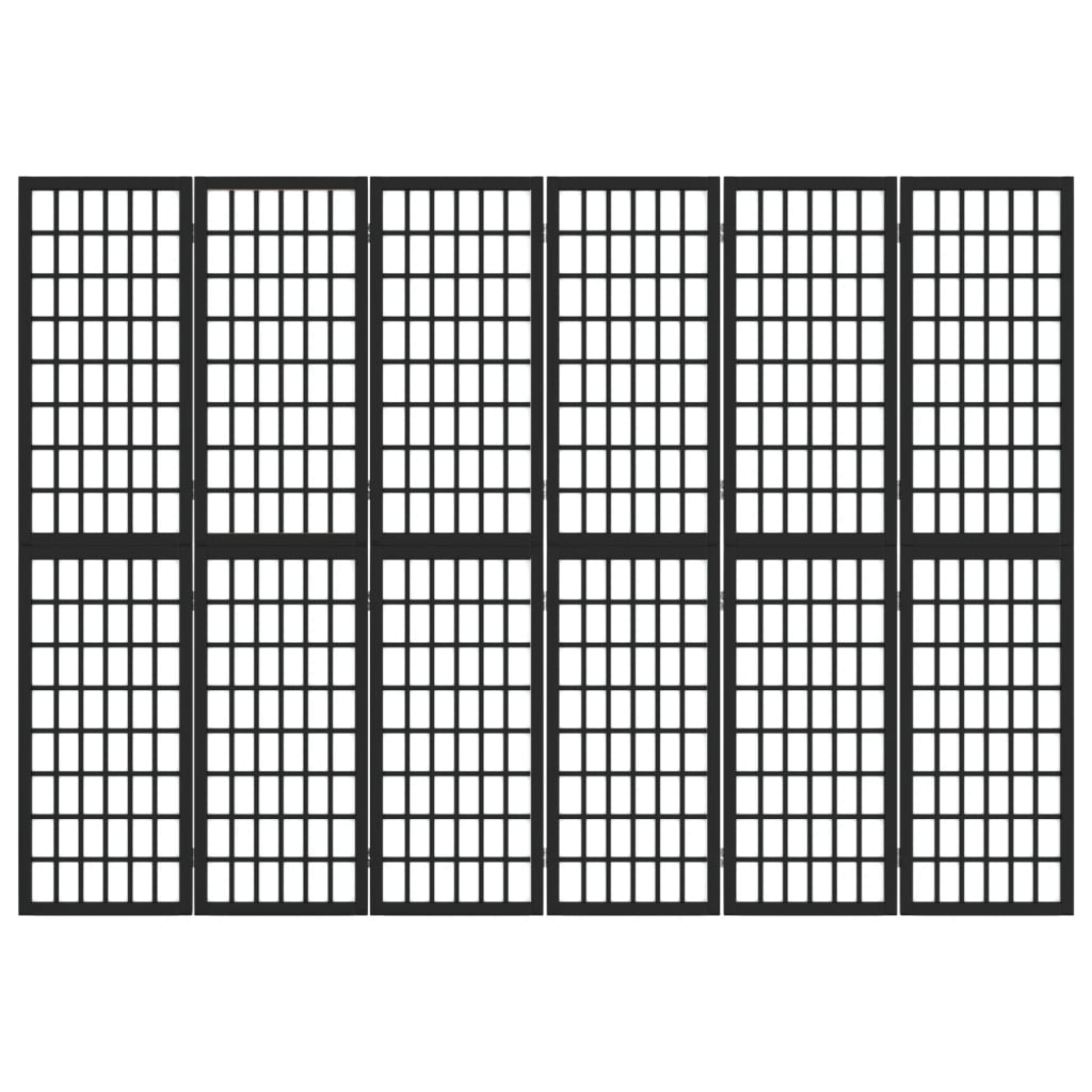 Kamerscherm Inklapbaar 6 Panelen Japanse Stijl 240X170 Cm Zwart