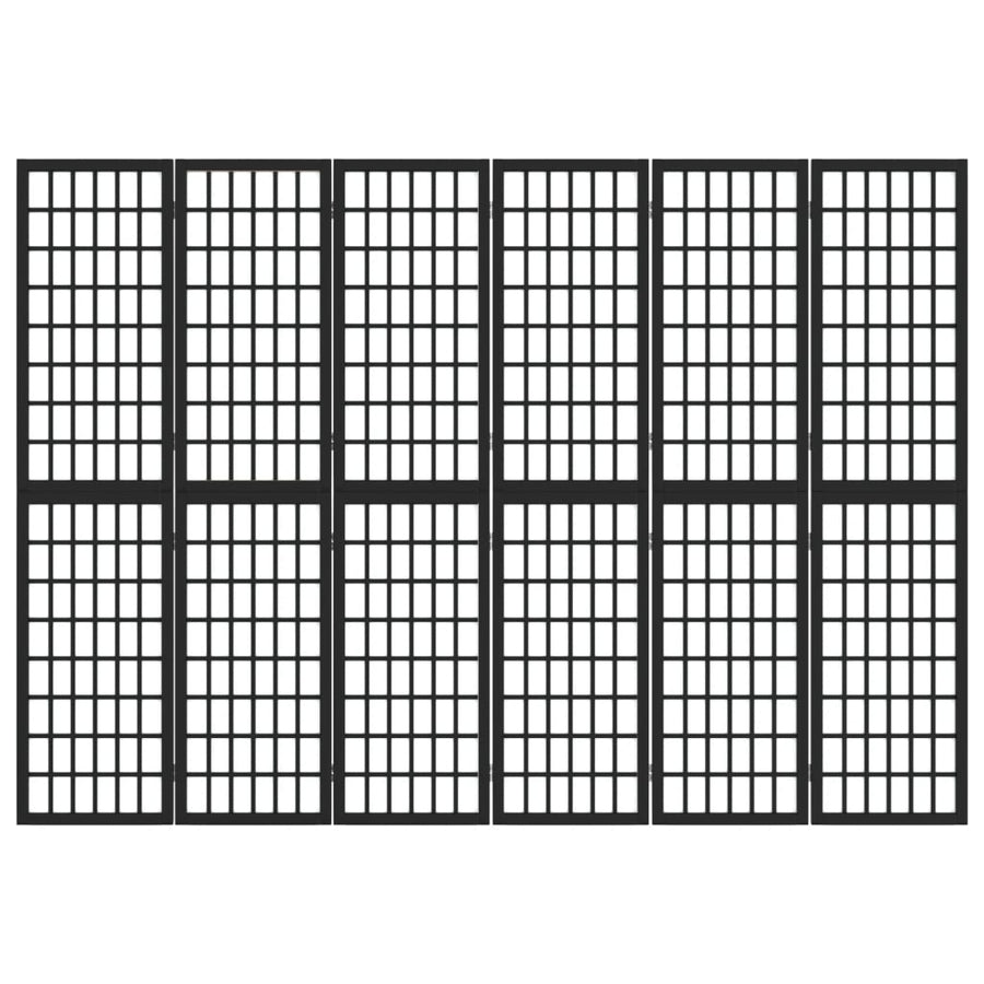 Kamerscherm Inklapbaar 6 Panelen Japanse Stijl 240X170 Cm Zwart