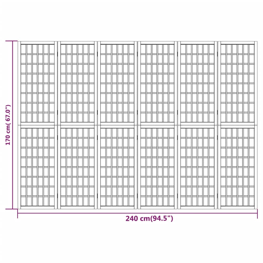 Kamerscherm Inklapbaar 6 Panelen Japanse Stijl 240X170 Cm Zwart