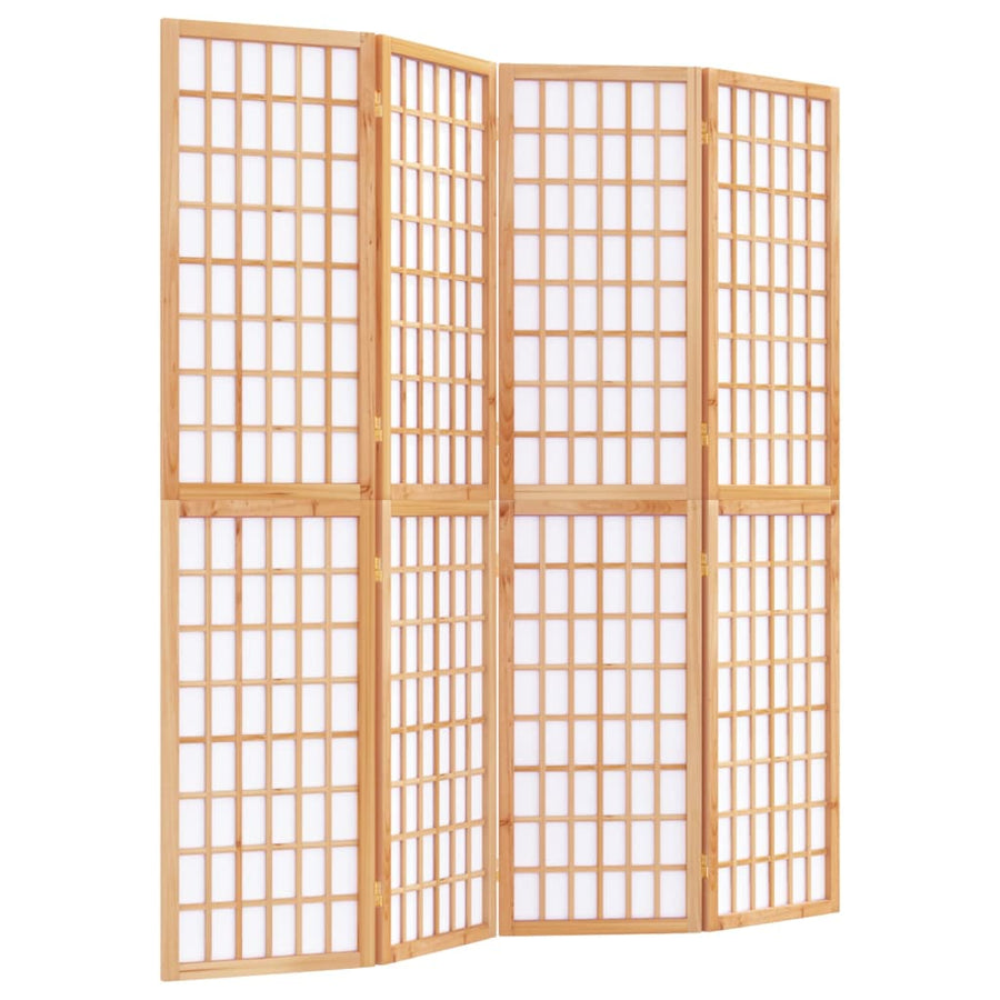 Kamerscherm inklapbaar 4 panelen Japanse stijl 160x170 cm 160 x 170 cm Naturel
