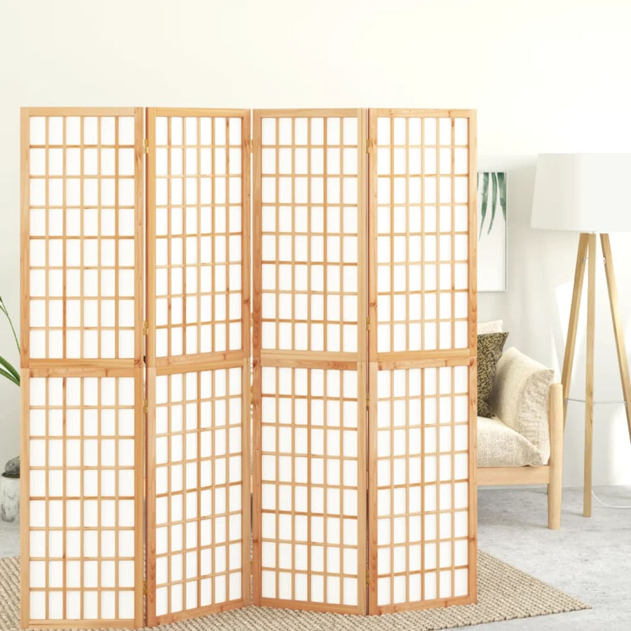 Kamerscherm inklapbaar 4 panelen Japanse stijl 160x170 cm 160 x 170 cm Naturel