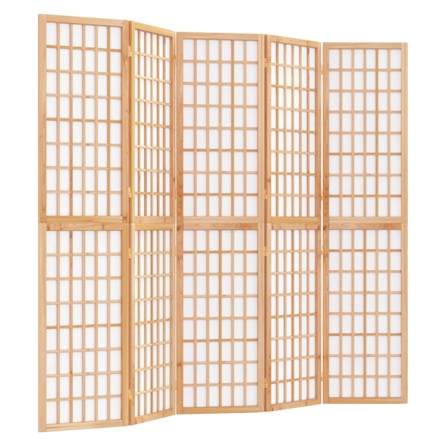 Kamerscherm inklapbaar 5 panelen Japanse stijl 200x170 cm 200 x 170 cm Naturel