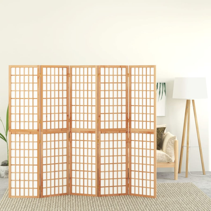 Kamerscherm inklapbaar 5 panelen Japanse stijl 200x170 cm 200 x 170 cm Naturel
