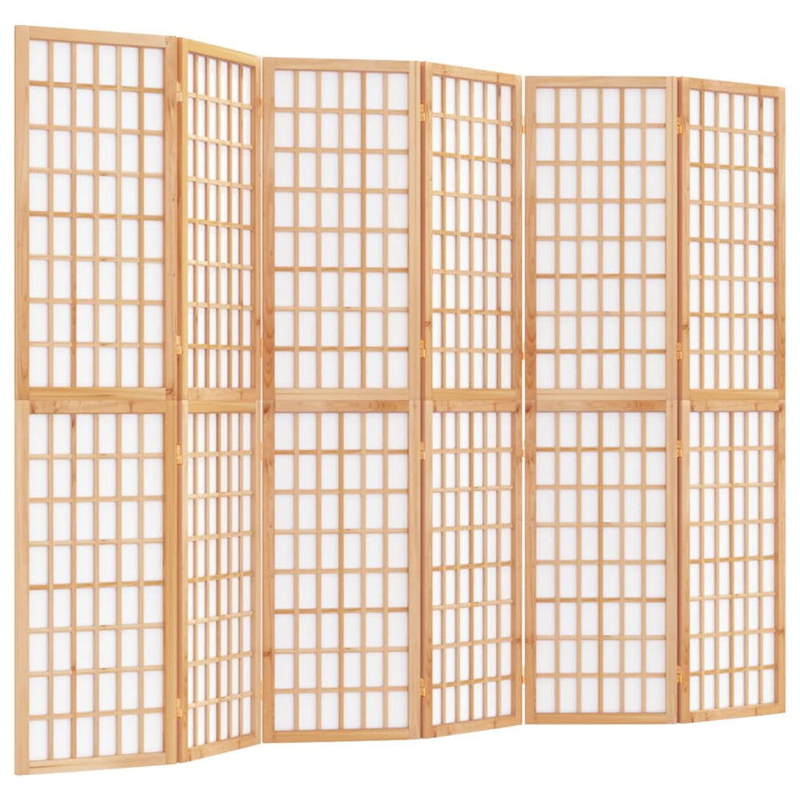Kamerscherm inklapbaar 6 panelen Japanse stijl 240x170 cm 240 x 170 cm Naturel