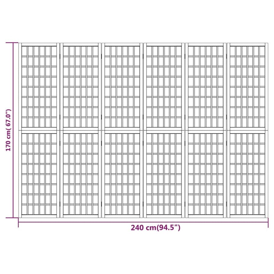 Kamerscherm inklapbaar 6 panelen Japanse stijl 240x170 cm 240 x 170 cm Naturel