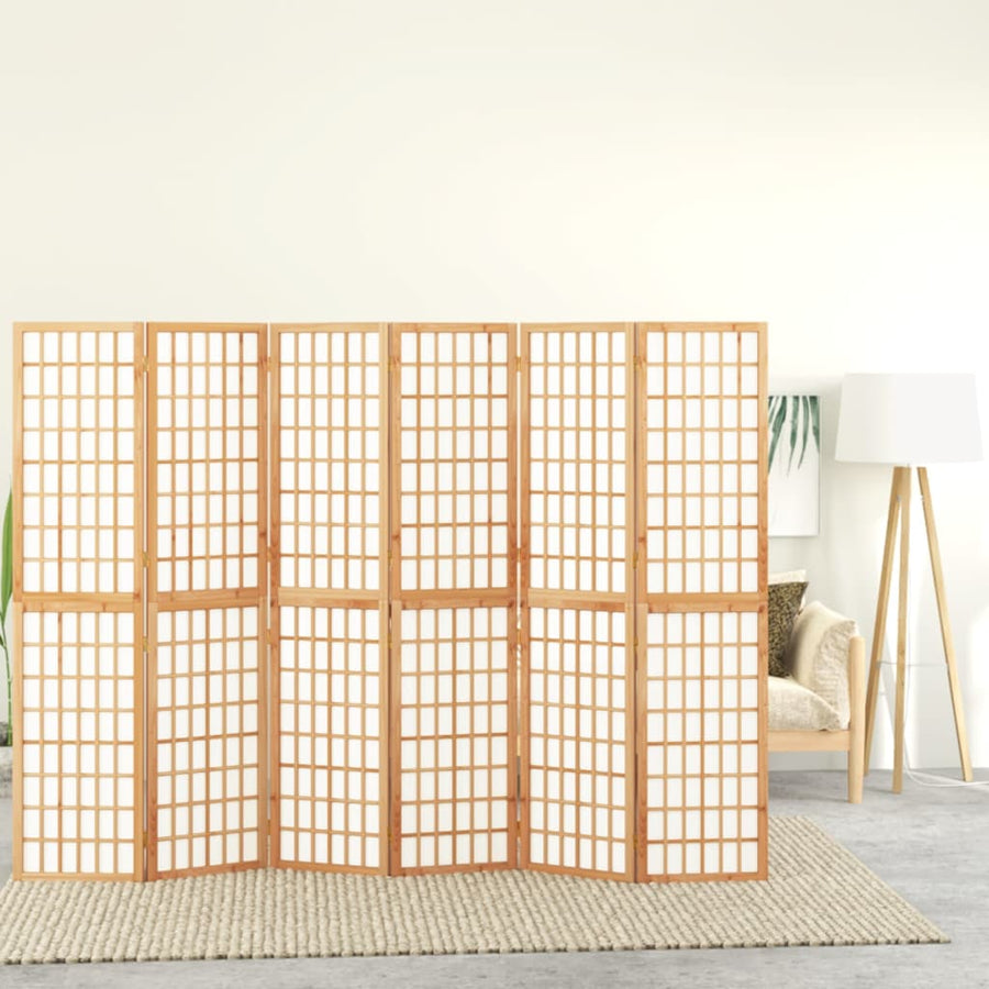 Kamerscherm inklapbaar 6 panelen Japanse stijl 240x170 cm 240 x 170 cm Naturel