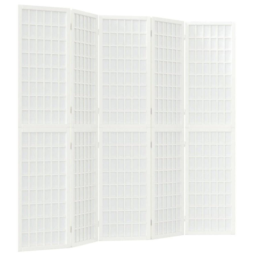 Kamerscherm Inklapbaar 5 Panelen Japanse Stijl 200 x 170 cm Wit
