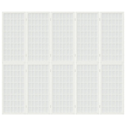 Kamerscherm Inklapbaar 5 Panelen Japanse Stijl 200 x 170 cm Wit