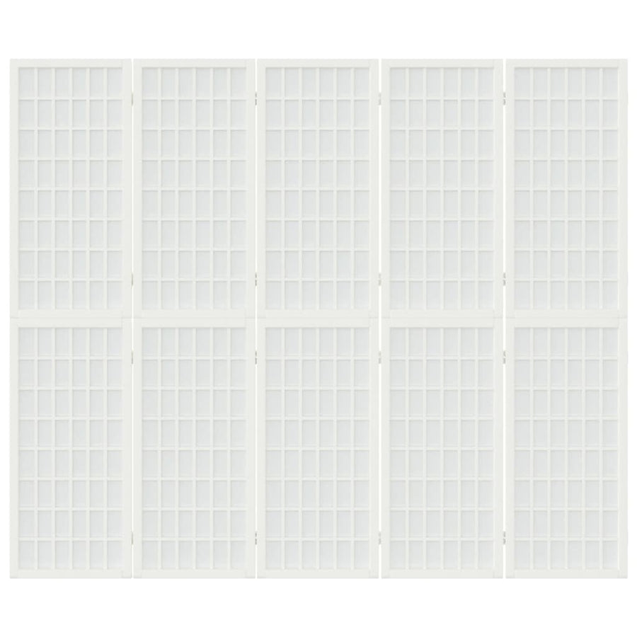 Kamerscherm Inklapbaar 5 Panelen Japanse Stijl 200 x 170 cm Wit