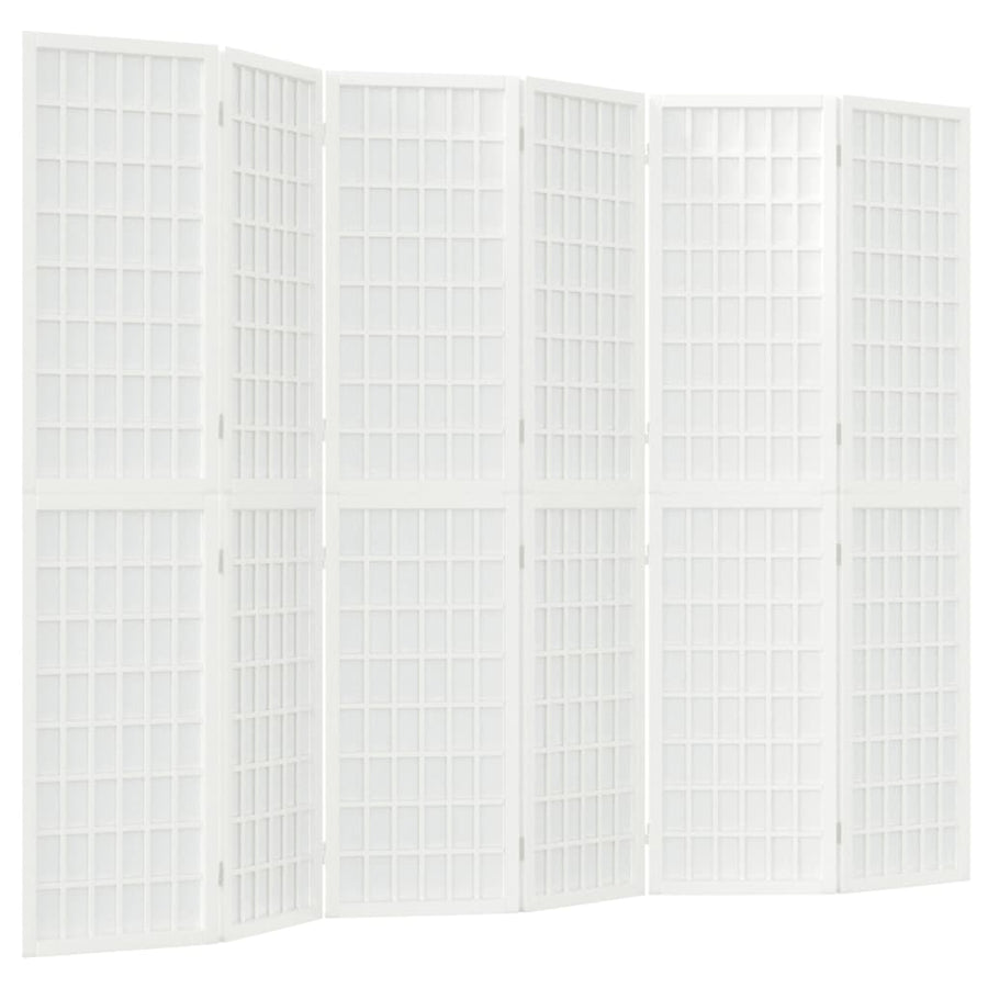 Kamerscherm Inklapbaar 6 Panelen Japanse Stijl 240 x 170 cm Wit