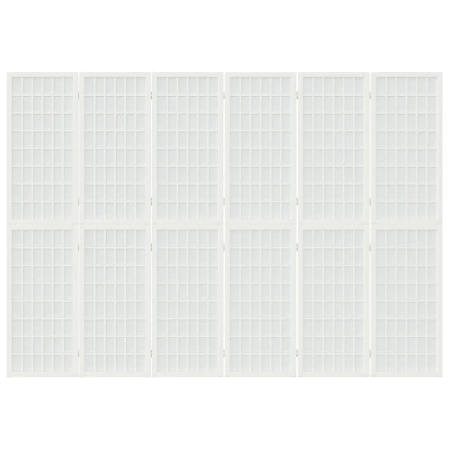 Kamerscherm Inklapbaar 6 Panelen Japanse Stijl 240 x 170 cm Wit
