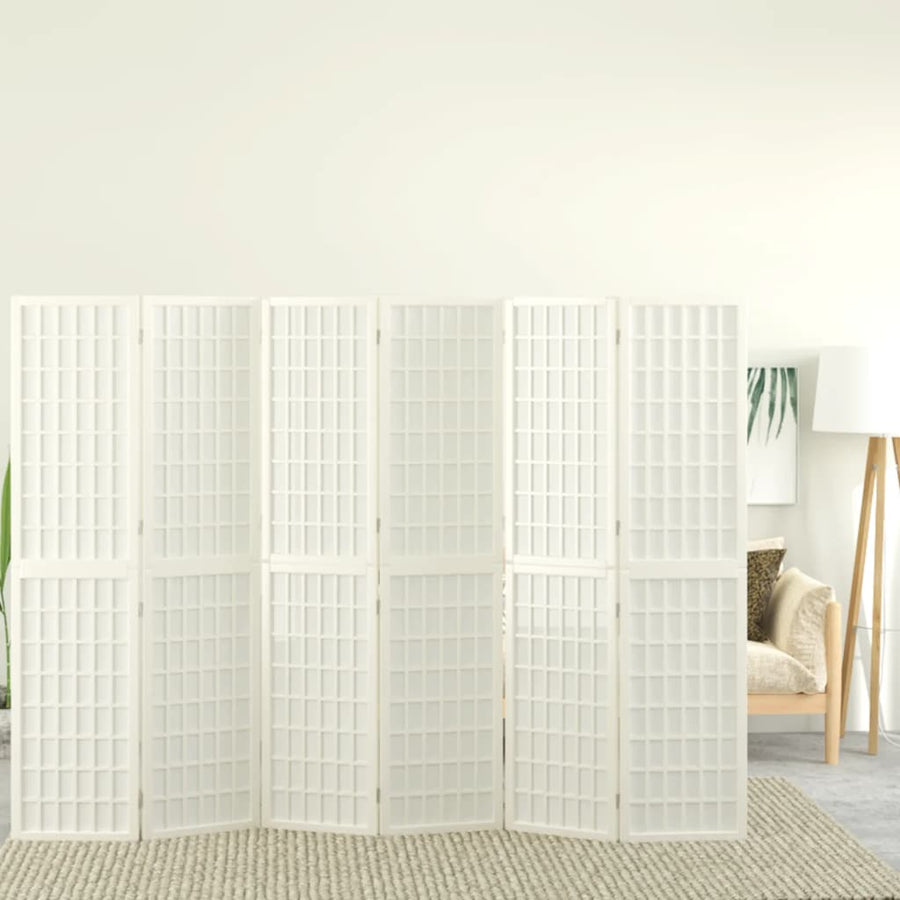 Kamerscherm Inklapbaar 6 Panelen Japanse Stijl 240 x 170 cm Wit