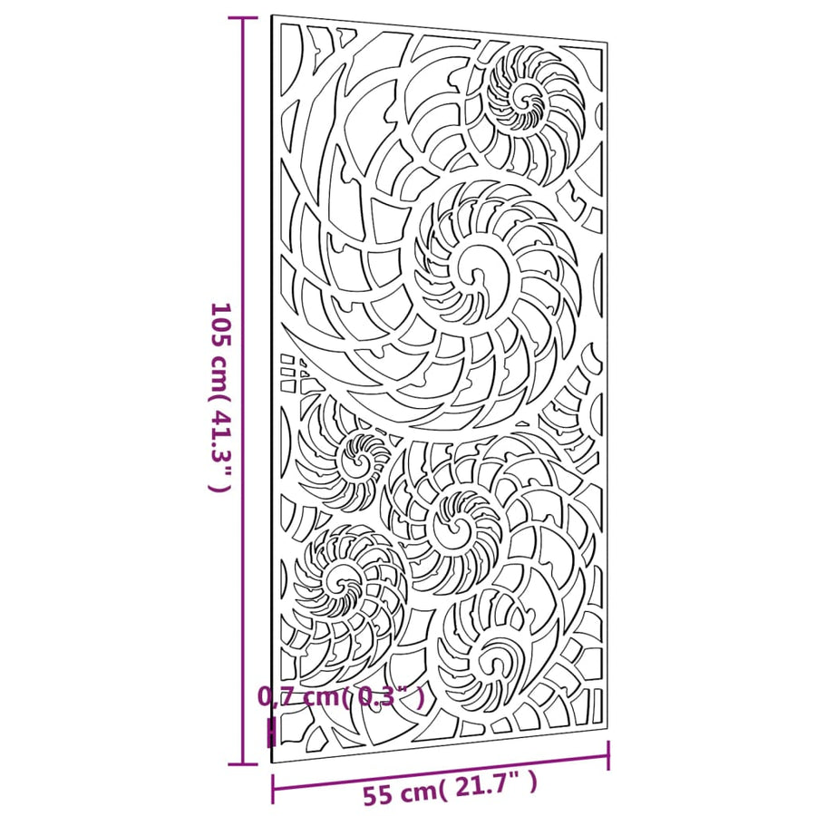 Wanddecoratie Tuin Schelpenontwerp 105X55 Cm Cortenstaal