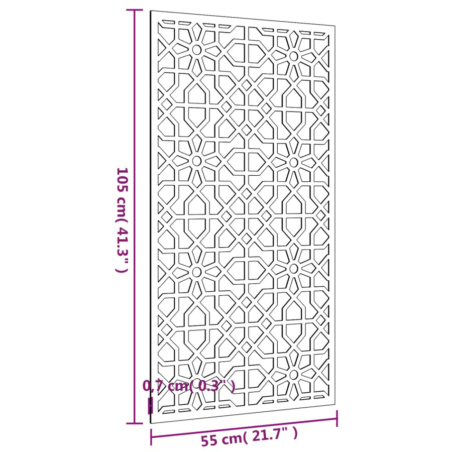Wanddecoratie Tuin Moors Ontwerp 105X55 Cm Cortenstaal